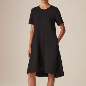 ME+EM Black Mixed Media Swing Dress Cotton Twill Size 4‎